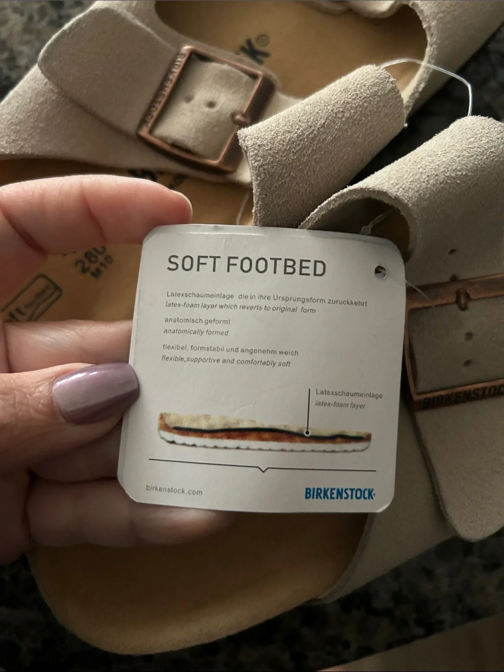 Birkenstock Sandals in Light Beige Suede with Copper Buckles